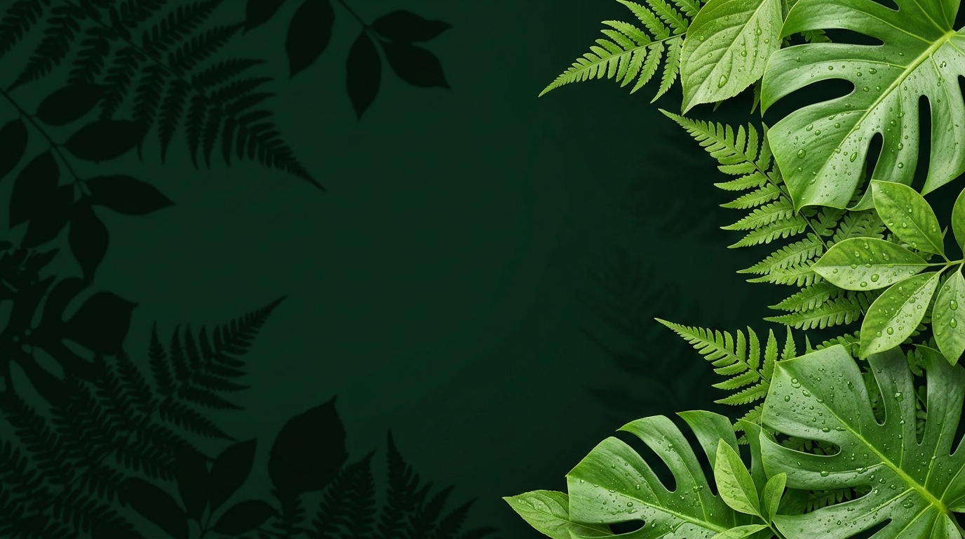 Lush green botanical leaves sustainable packaging banner background