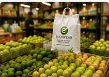 ECOSPEAR compostable bag at fresh produce grocery store