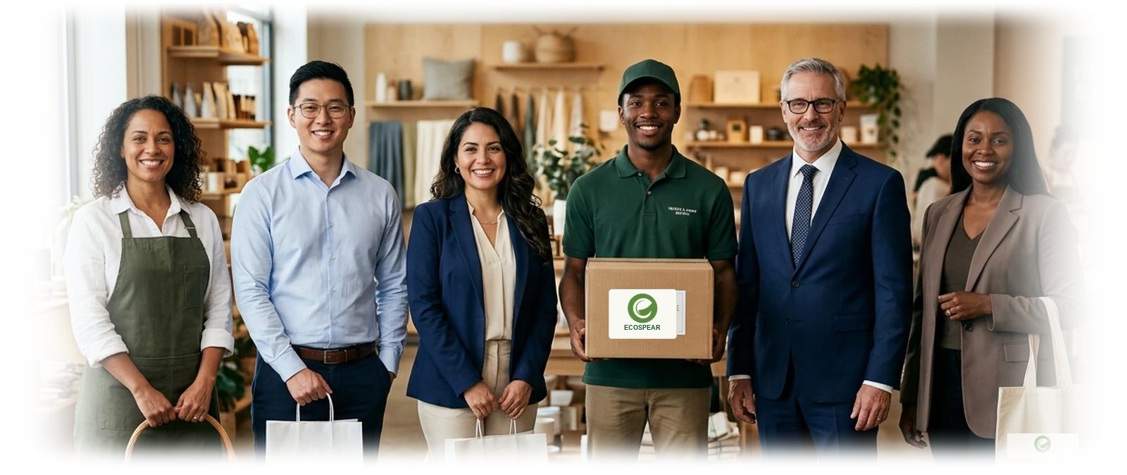 ECOSPEAR team holding compostable packaging solutions