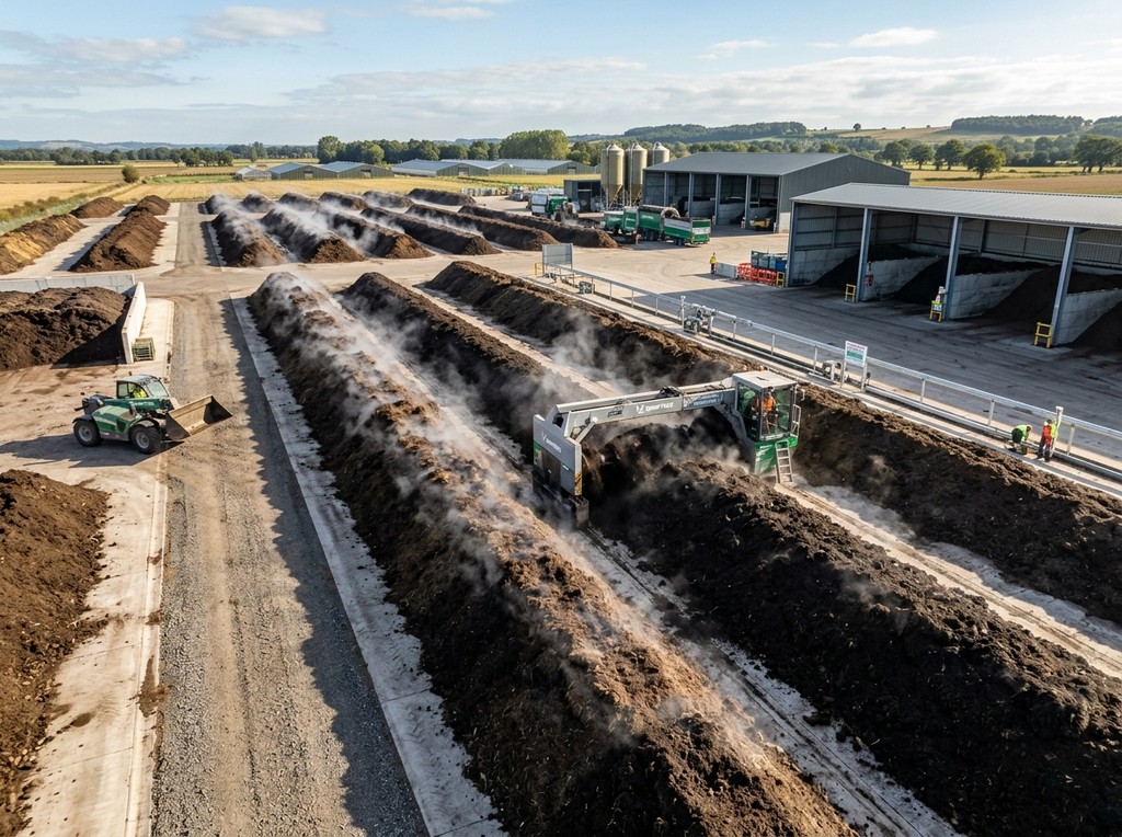 Industrial Composting facility with high temperature thermophilic piles